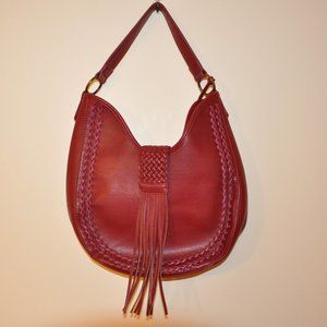 Hayden Burgundy Vegan Leather Fringe/Tassel Bag